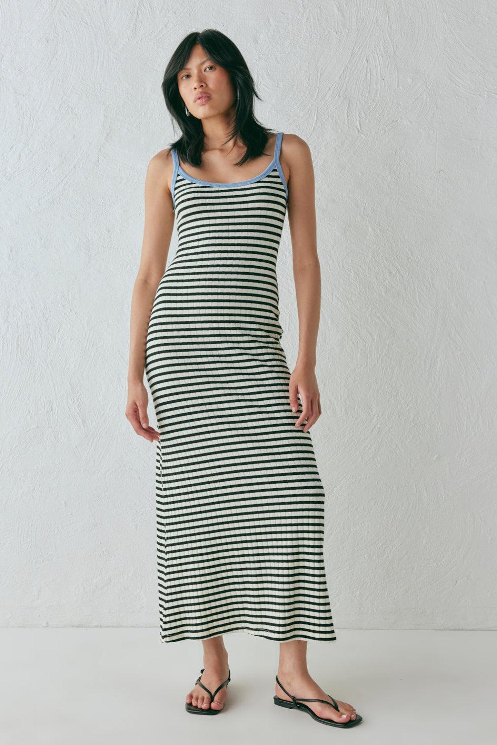 Fara Maxi Dress Black Stripe Product Image