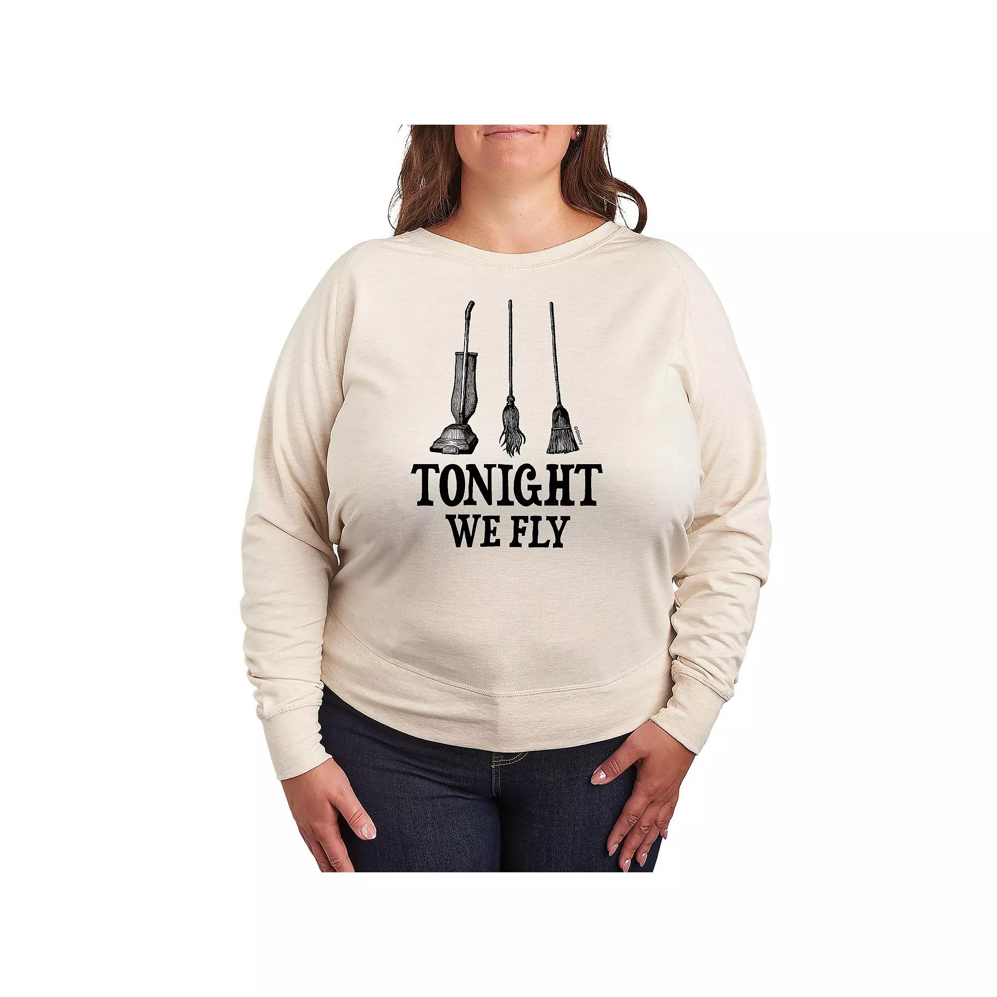Disney's Hocus Pocus Plus Size Tonight We Fly French Terry Long Sleeve Tee, Women's, Size: 4XL, Beige Product Image