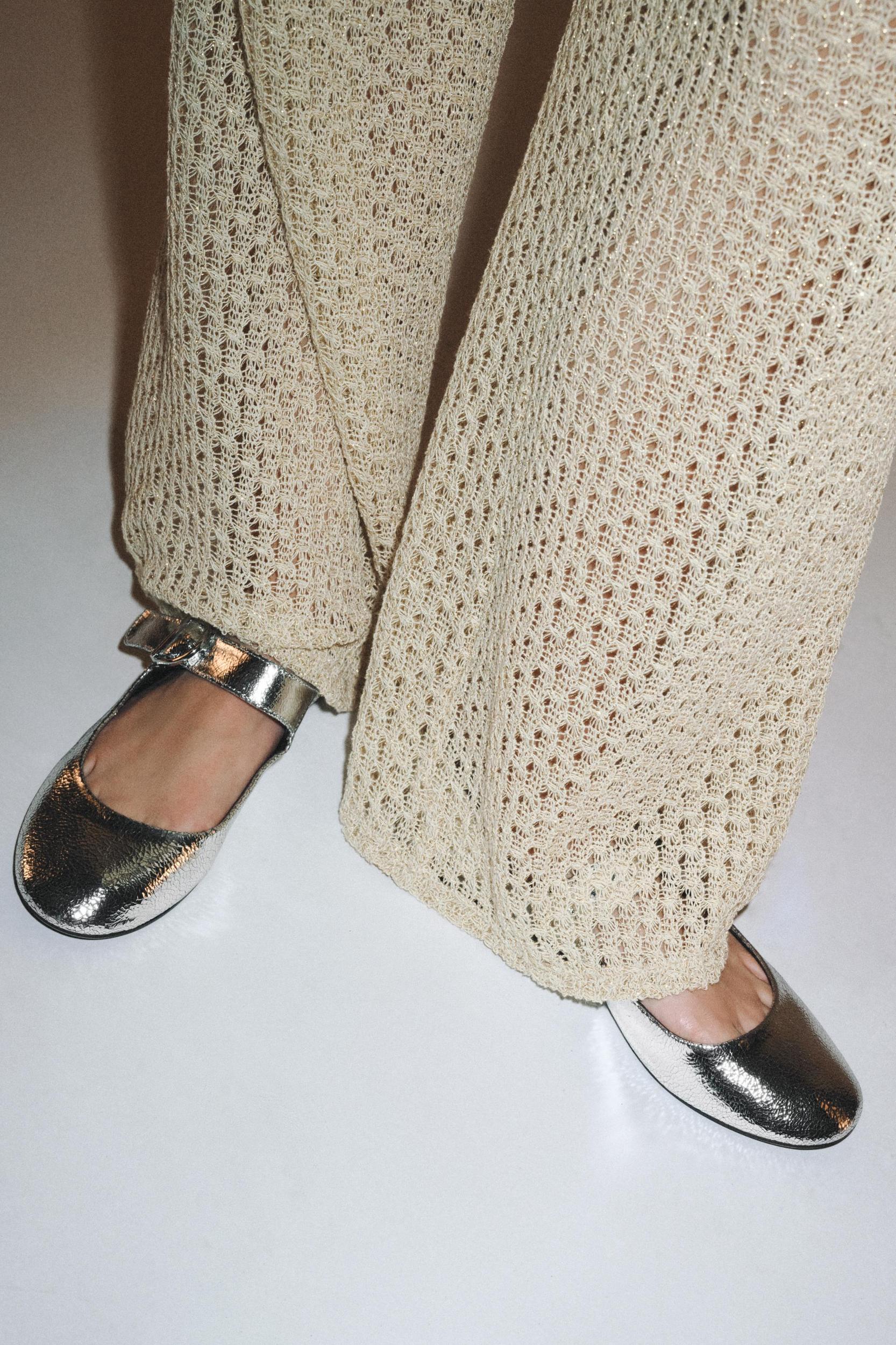 METALLIC LEATHER BALLET FLATS Product Image