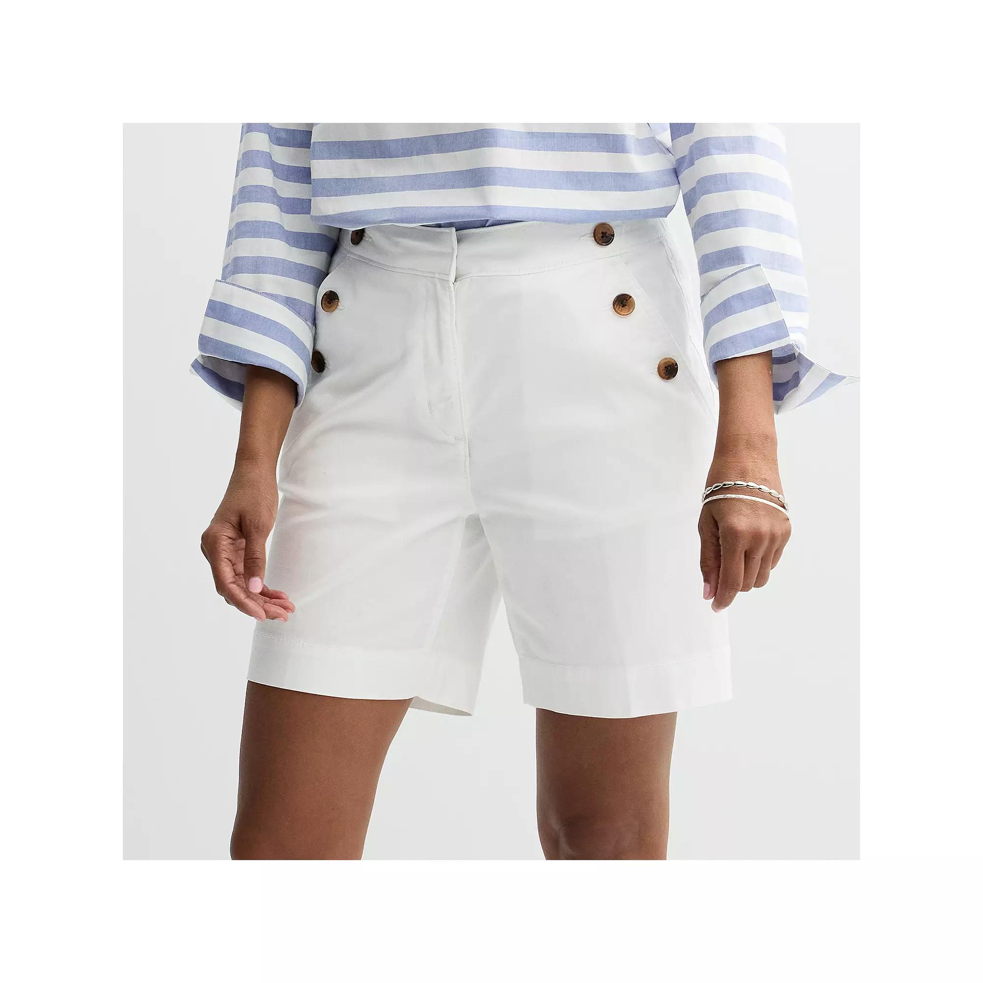 Women's Croft & Barrow® Classic Button Shorts, Size: 8, Bright White Product Image