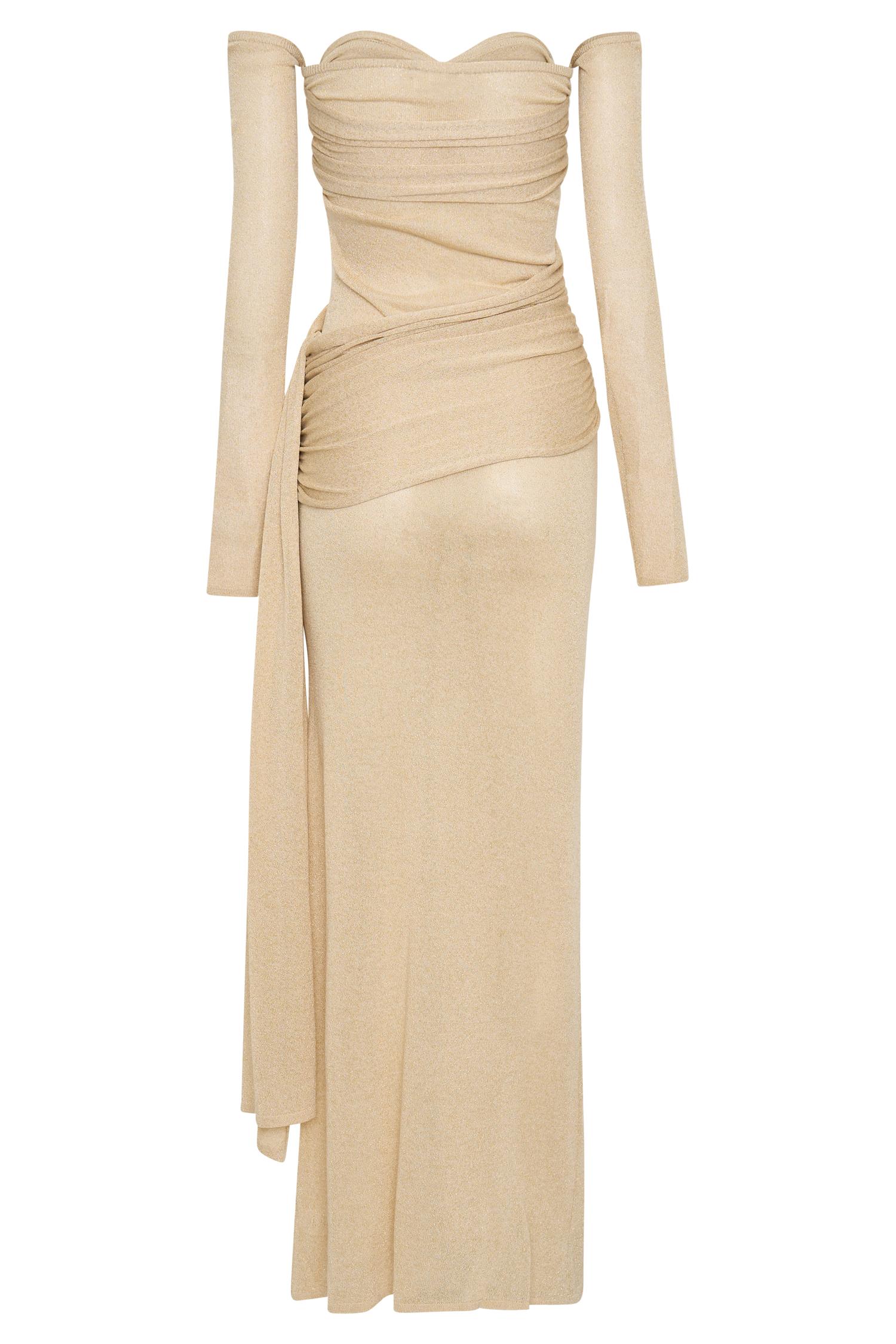 Ingrid Metallic Knit Maxi Dress - Bronze Product Image