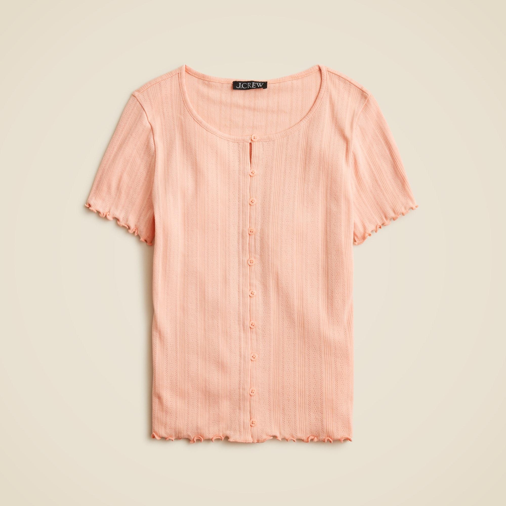 Pointelle short-sleeve knit cardigan Product Image