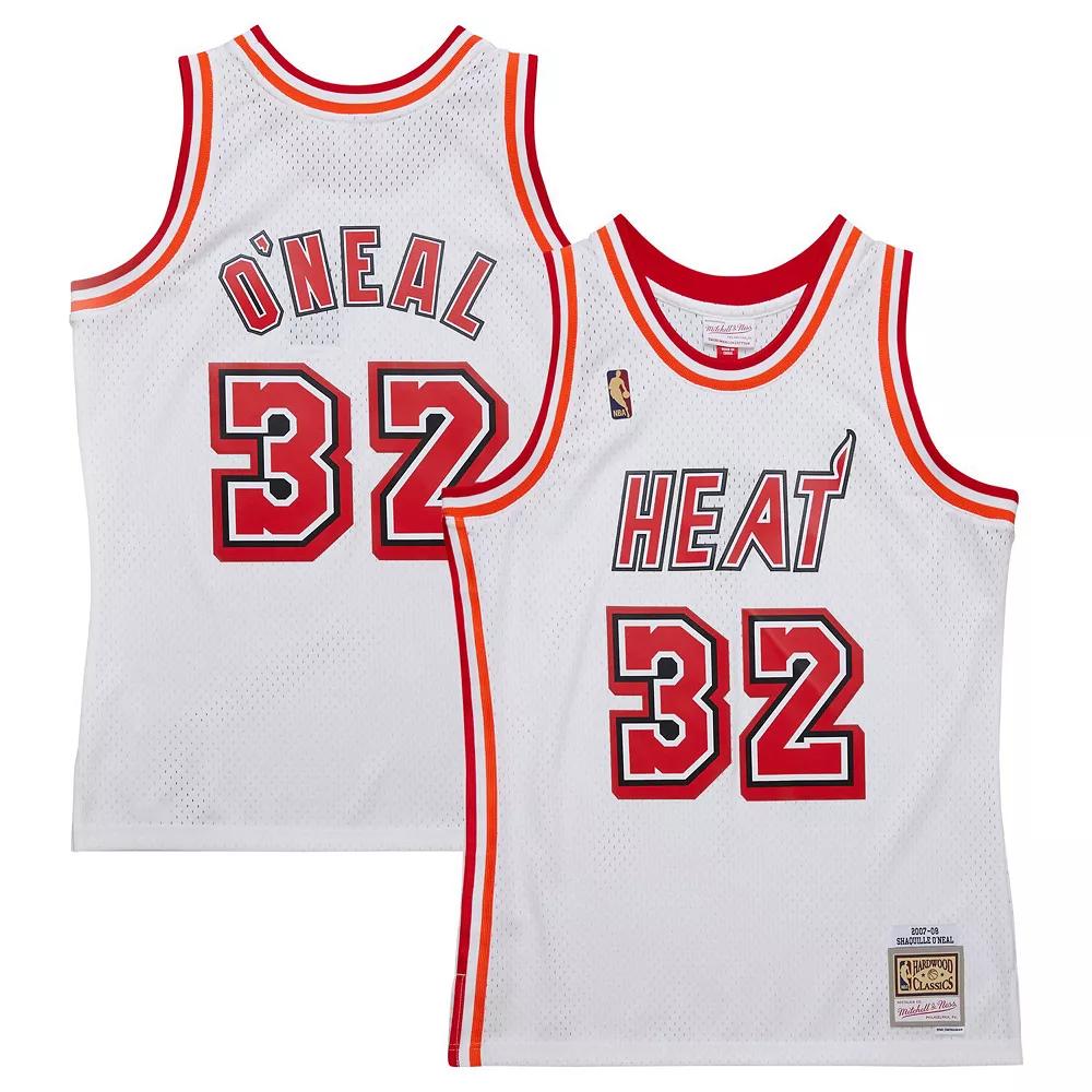 Men's Mitchell & Ness Shaquille O'Neal White Miami Heat 2007/08 Hardwood Classics Swingman Jersey,  Product Image