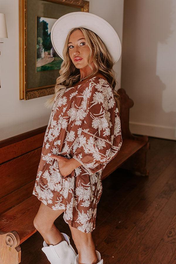 Vino On The Veranda Floral Romper in Chocolate Product Image