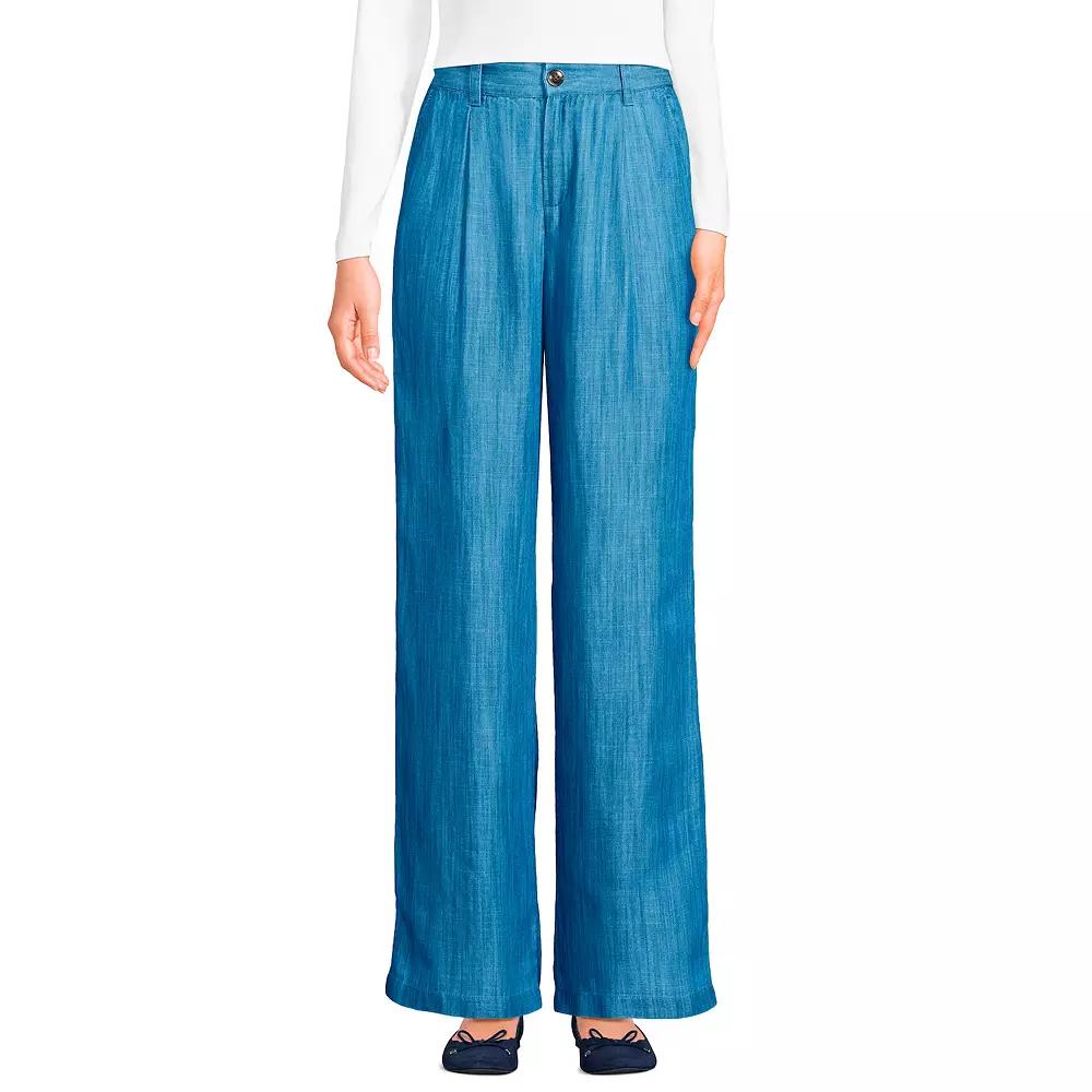 Women's Lands' End High Rise Pleated Wide Leg Pants,  Product Image