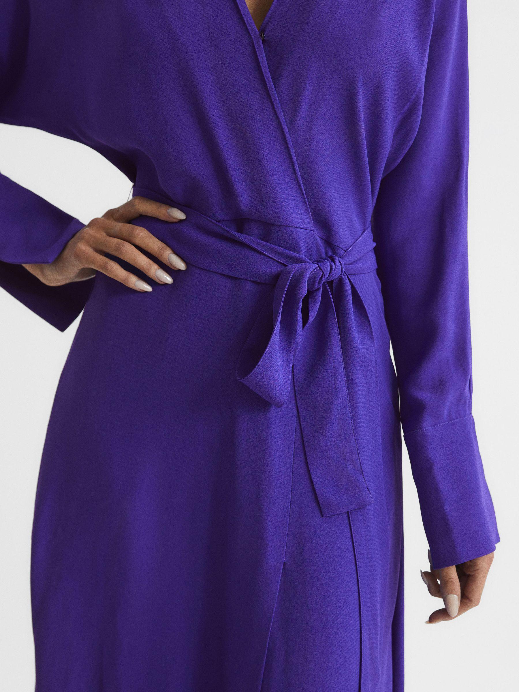 Wrap Shirt Midi Dress in Purple Product Image