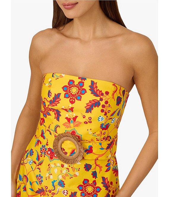 Adrianna by Adrianna Papell Floral Print Strapless Neck Sleeveless Ring A-Line Mini Dress Product Image