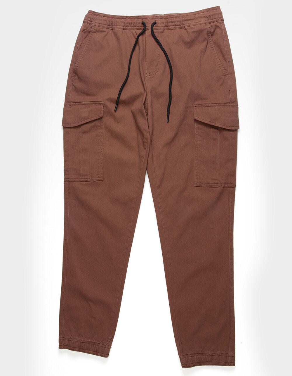 RSQ Mens Twill Cargo Jogger Pants - BROWN Product Image