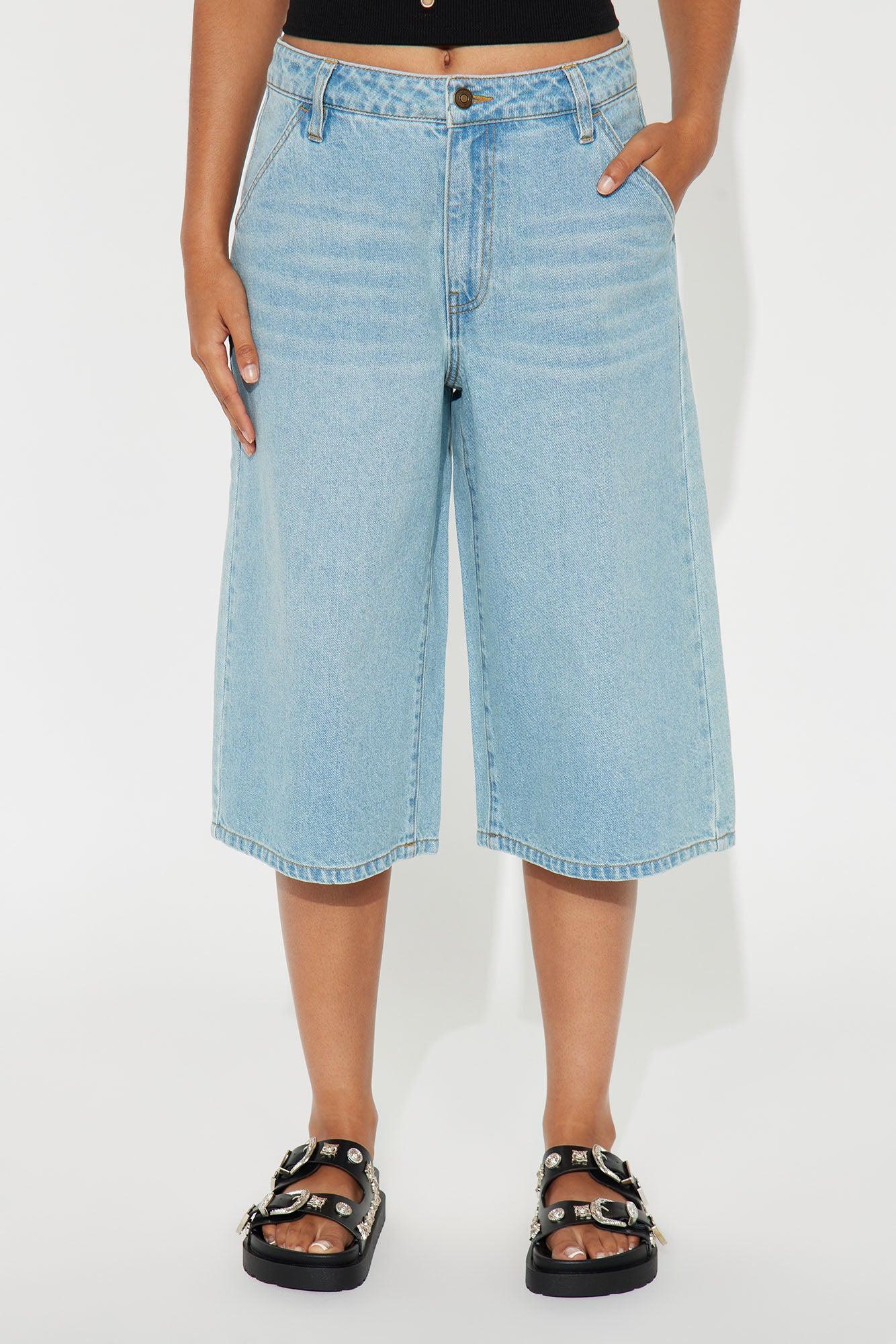 Hustle Denim Jorts - Light Wash Female Product Image