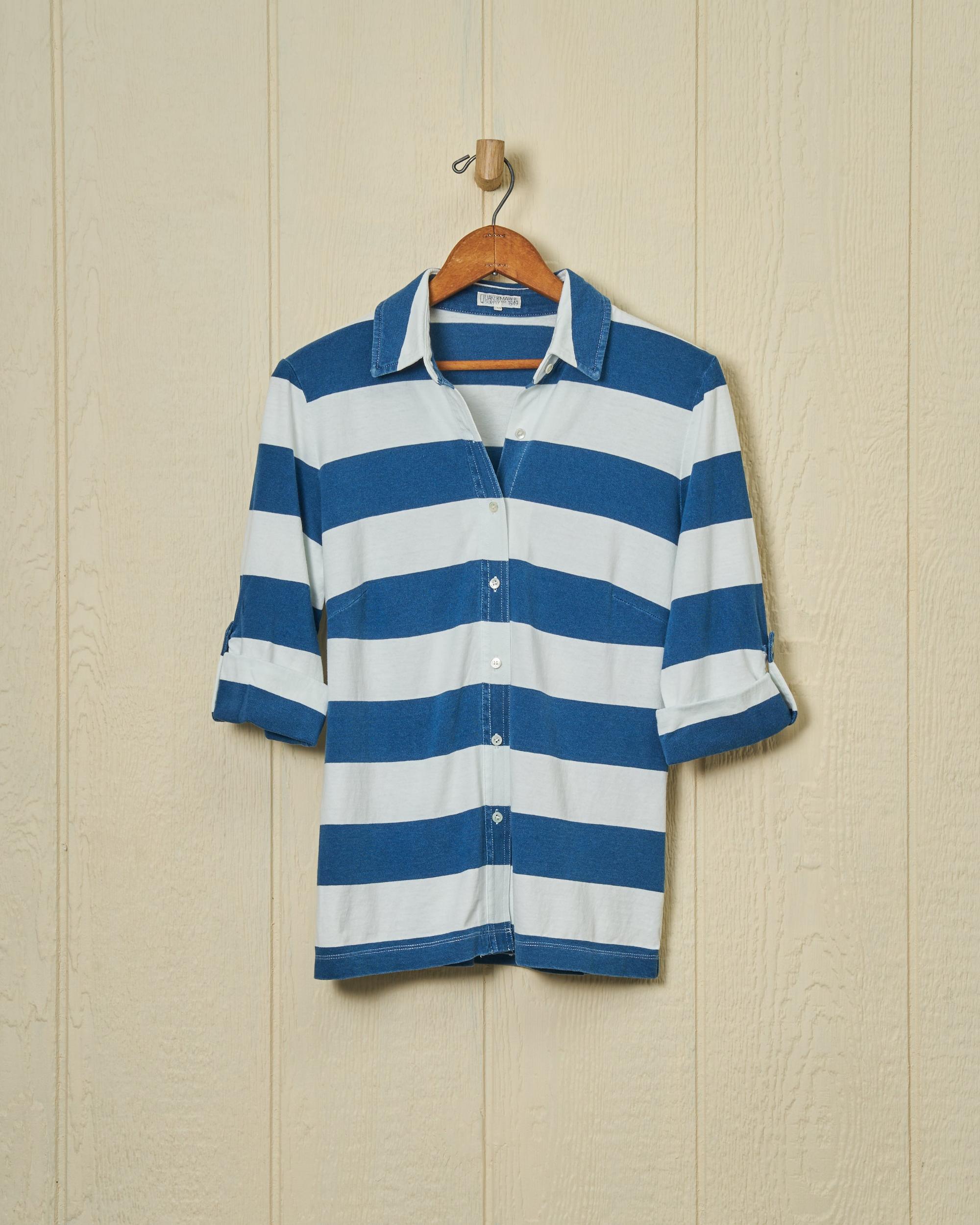 Avalon Indigo Knit Top in Blue/White Rugby Stripe Product Image
