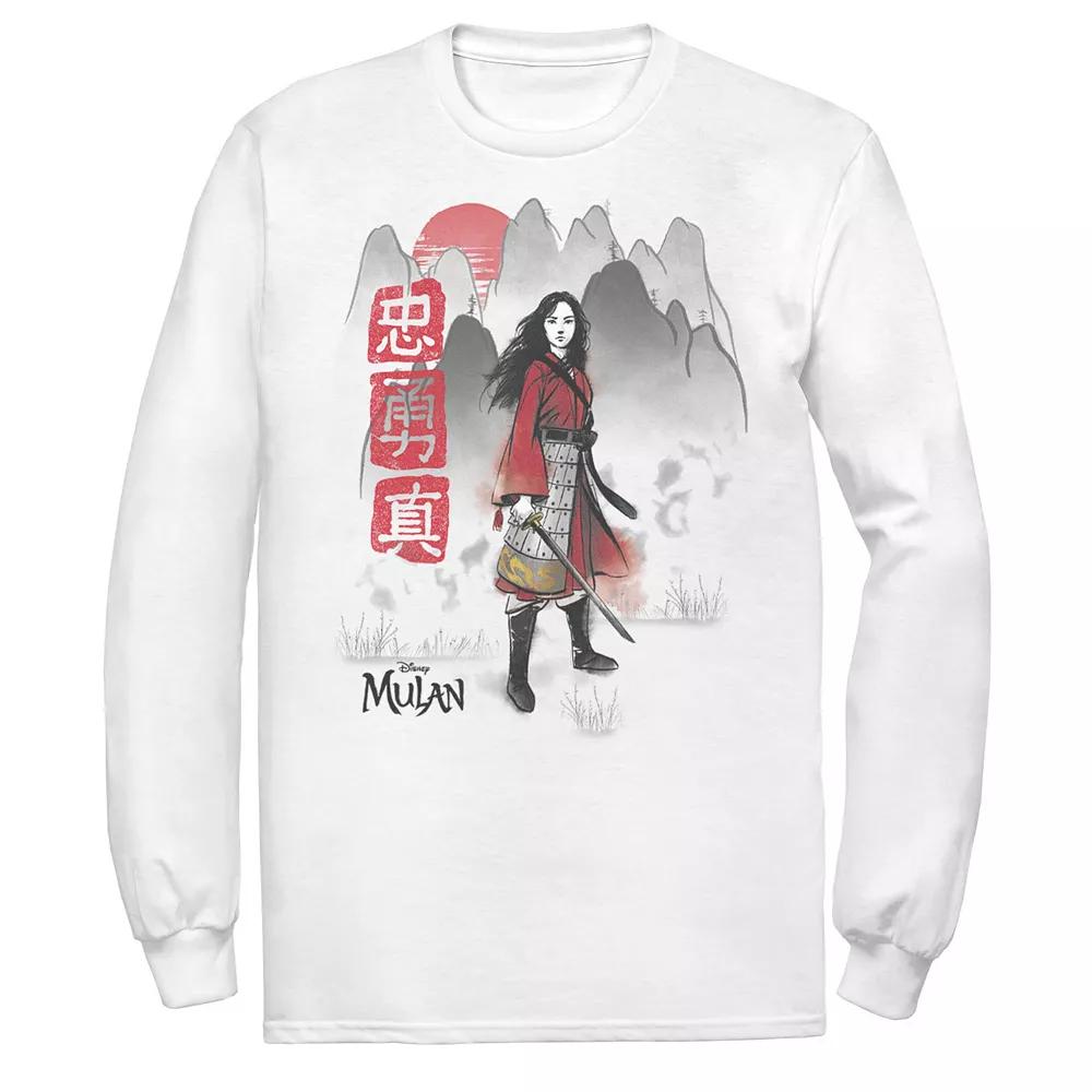 Men's Disney Mulan Live Action Watercolor Mountain Portrait Tee, Size: Small, White Product Image