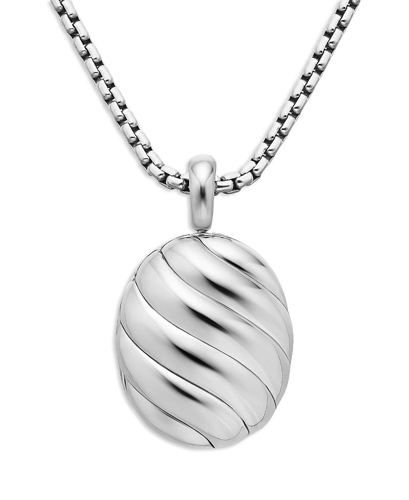 Womens Sculpted Cable Locket in Sterling Silver, 27mm Product Image