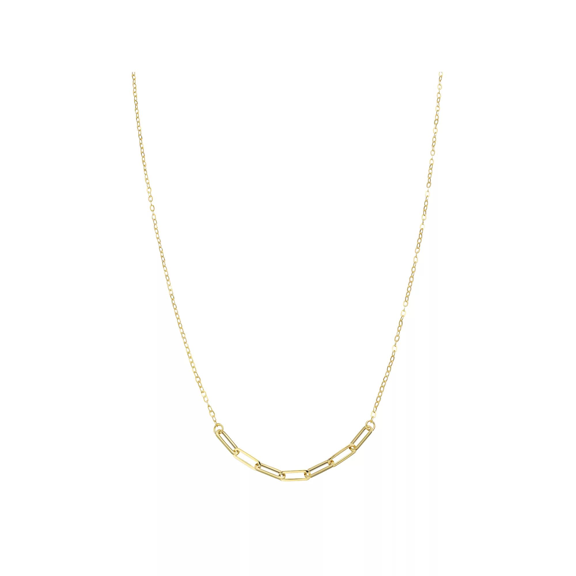 Au Naturale 10k Gold Paper Clip Chain Bar Necklace, Women's, Size: 18" Product Image