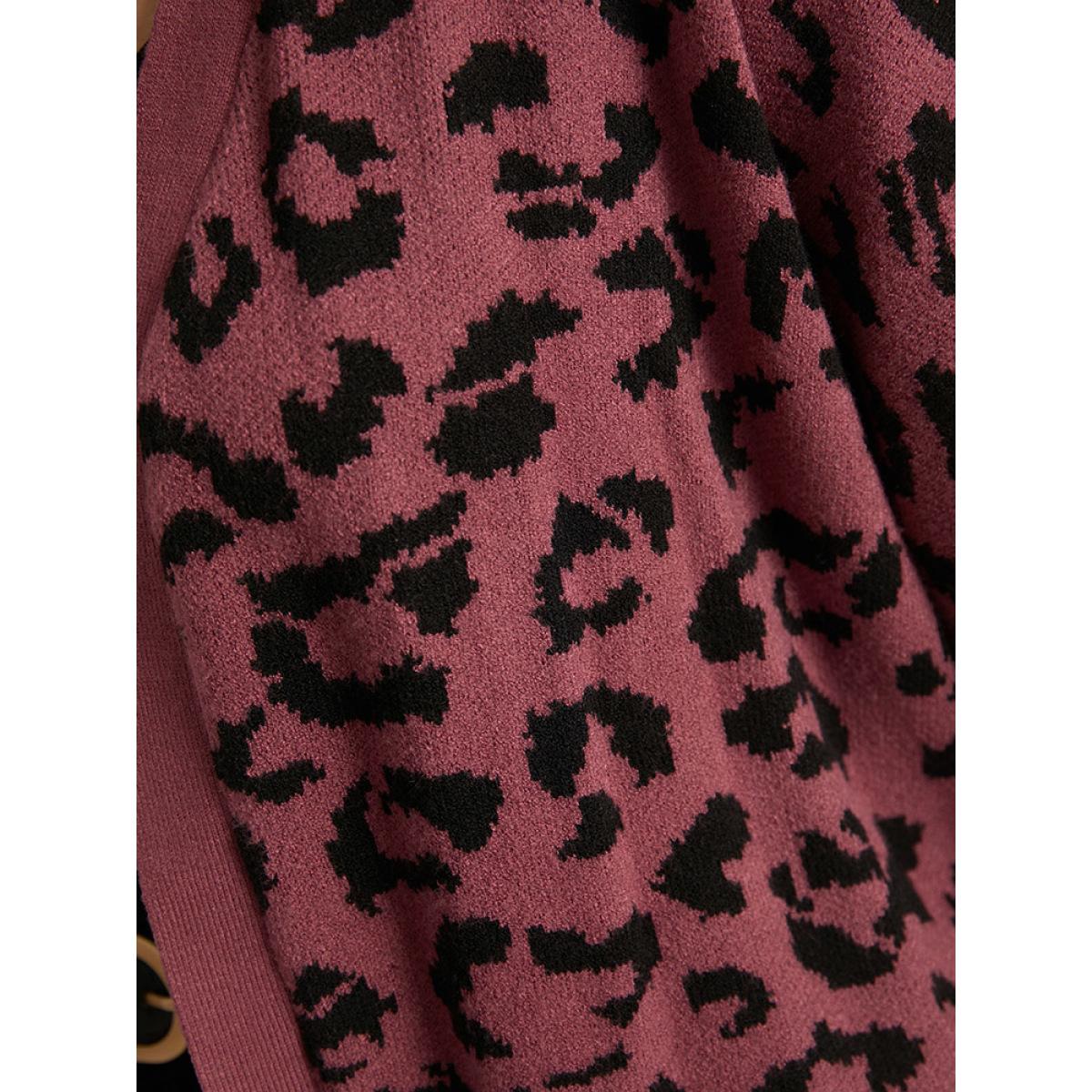 Plus Size Supersoft Essentials Leopard Curved Hem Cardigan RedViolet Women Casual Loose Sleeveless Dailywear Cardigans BloomChic 14-16/1X Product Image