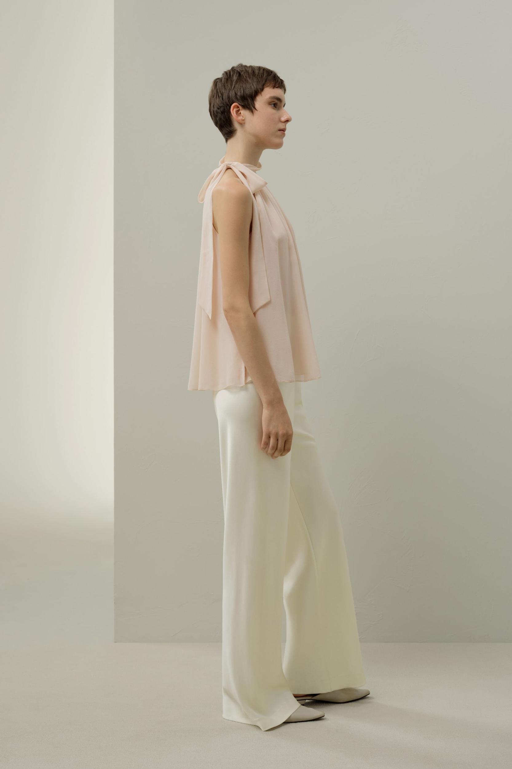 Adjustable Tie-Neck Georgette Blouse Product Image