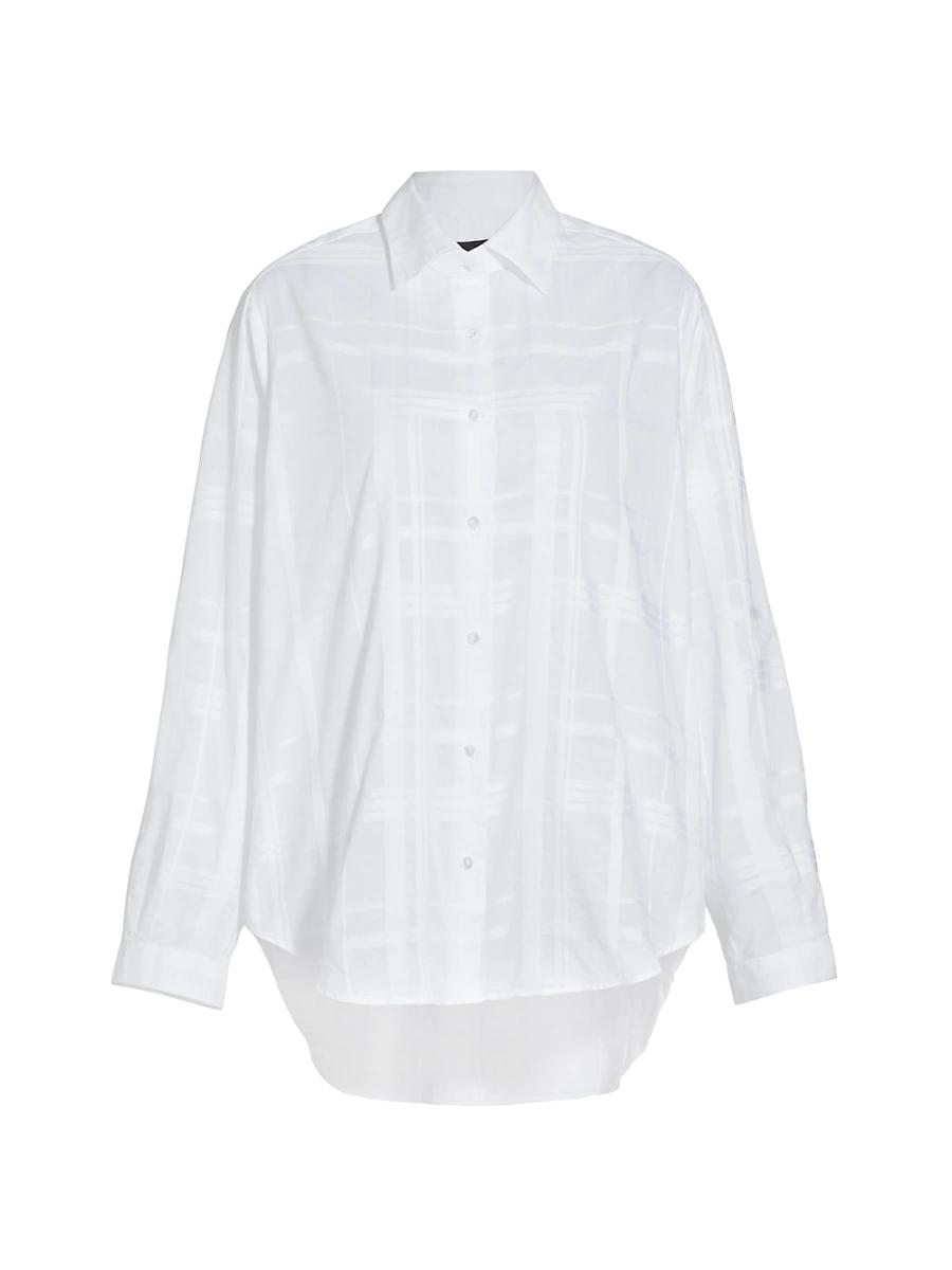 Womens COLLECTION Plaid Cotton Button-Front Shirt Product Image