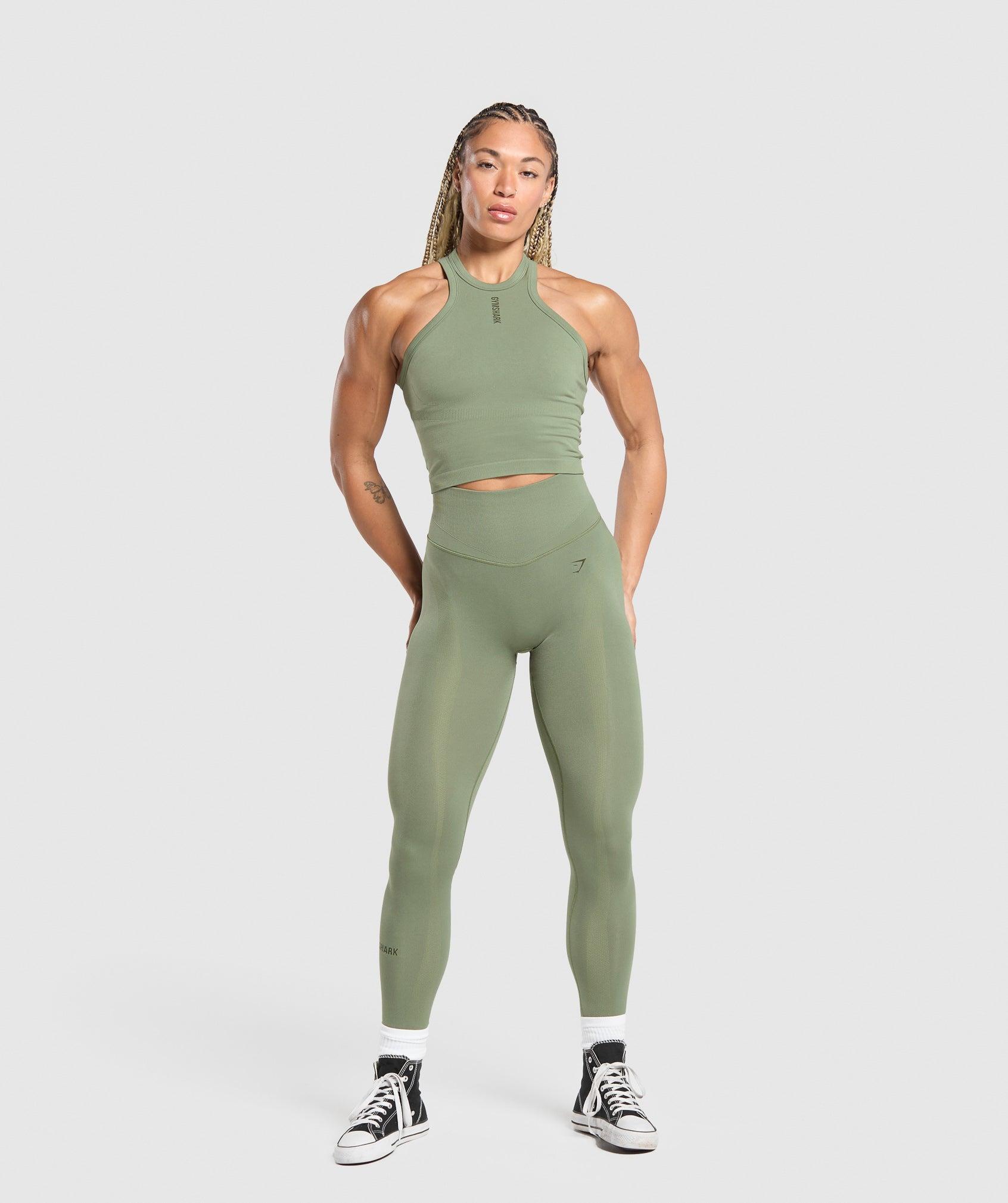 Gymshark Active Seamless Tank - Force Green Female Product Image