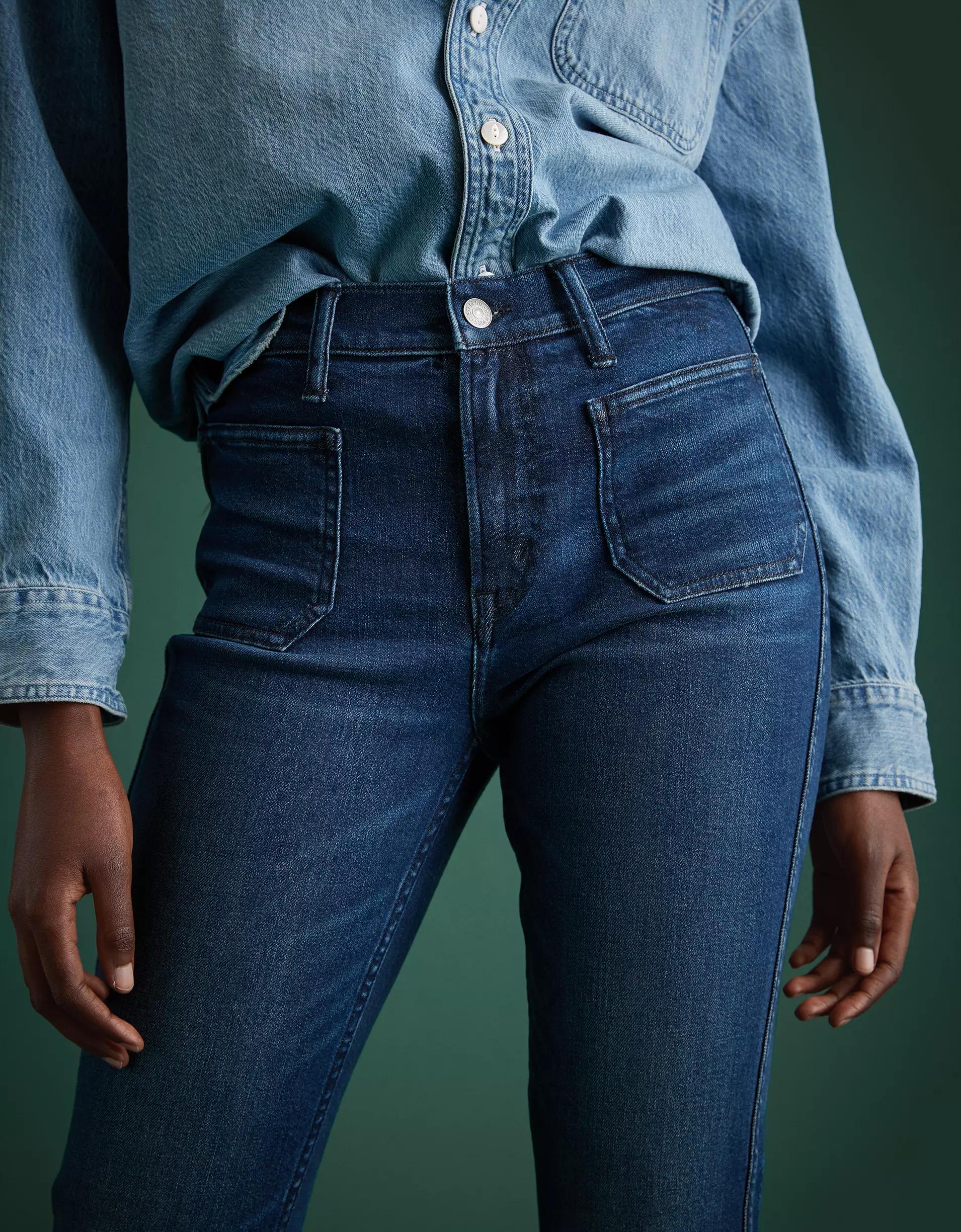 AE77 Premium High-Waisted Crop Flare Jean Product Image