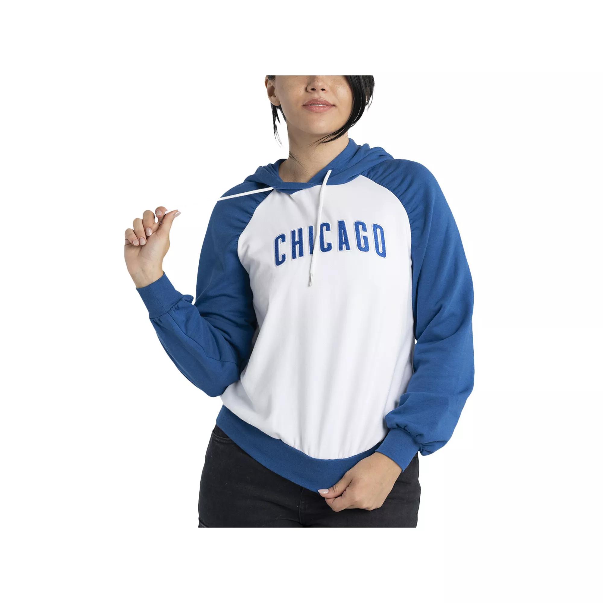 Women's Lusso White Chicago Cubs Marlowe Tri-Blend Raglan Pullover Hoodie, Size: Small Product Image