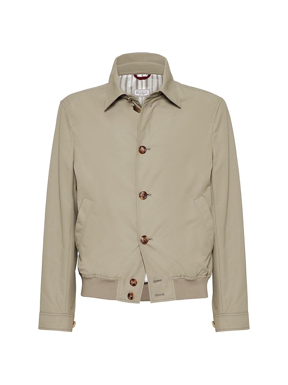 Mens Techno Cotton Gabardine Shirt Style Bomber Jacket Product Image