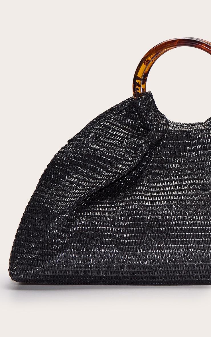 Black Raffia Trapeze Hand Bag Product Image