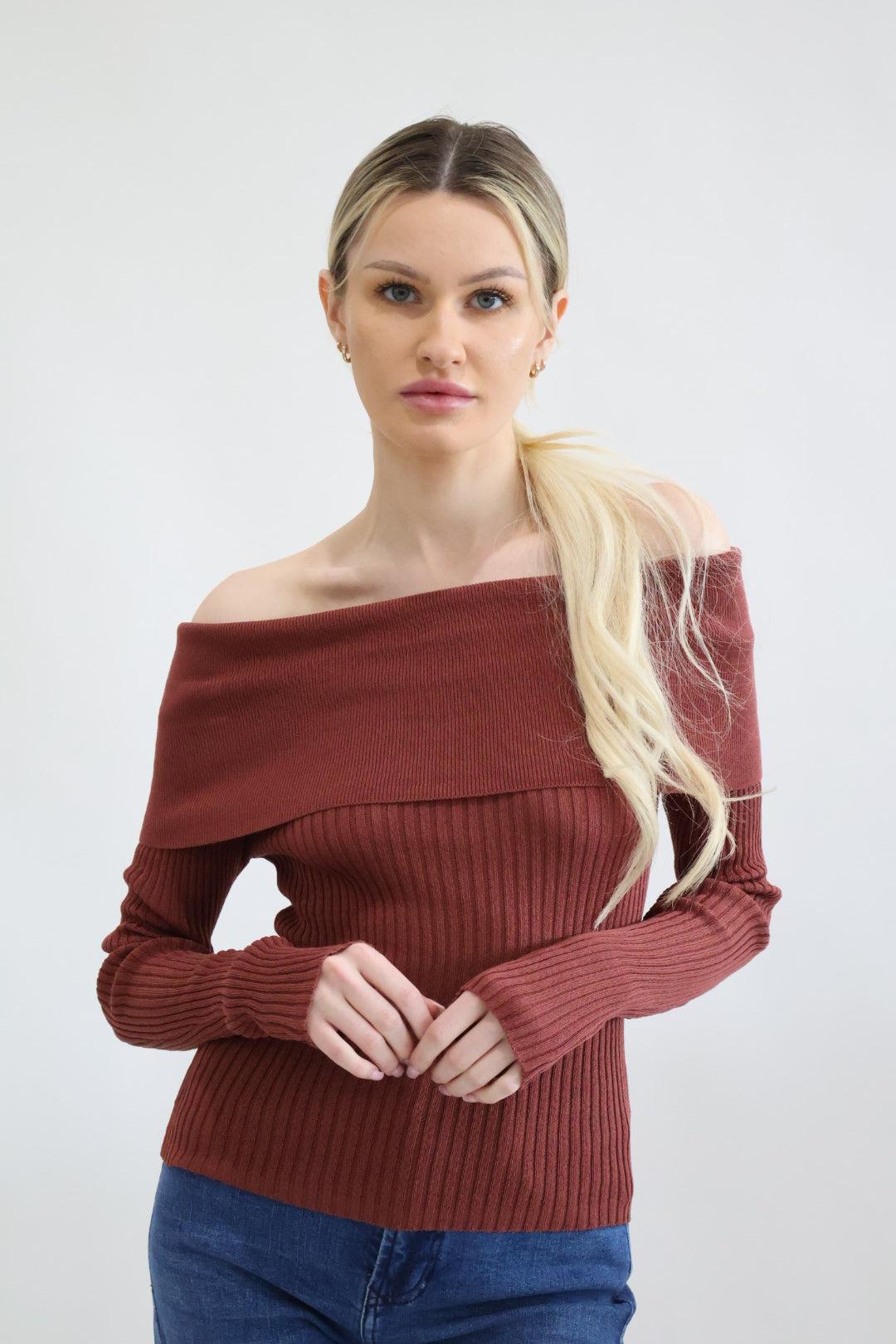 Off The Shoulder Fitted Sweater Product Image