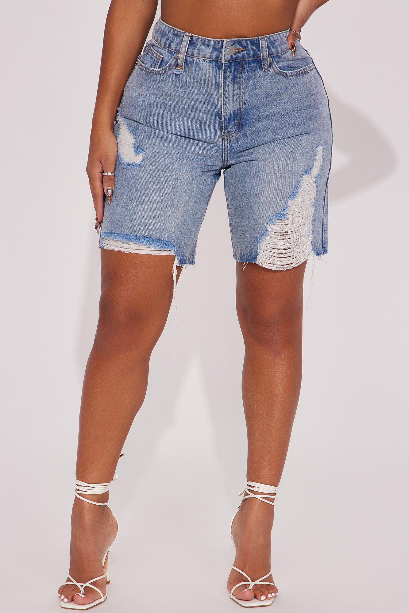 Wild And Free Non Stretch Denim Bermuda Shorts - Medium Wash Product Image