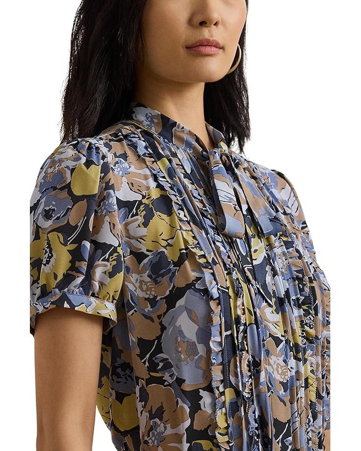 Women's Lauren Ralph Lauren Floral Georgette Puff Sleeve Shirt Product Image