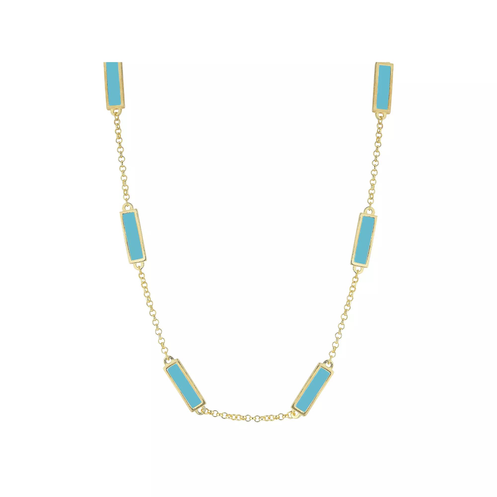 Sunkissed Sterling Synthetic Turquoise Bar Necklace, Women's, Gold Tone Product Image