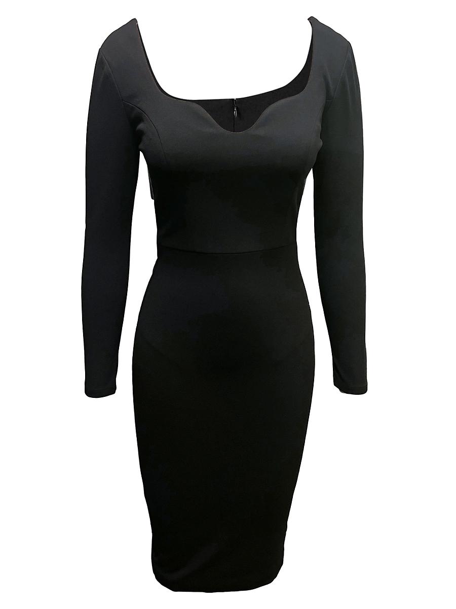 Dress the Population Sonia Sweetheart Neck Long Sleeve Midi Dress Product Image