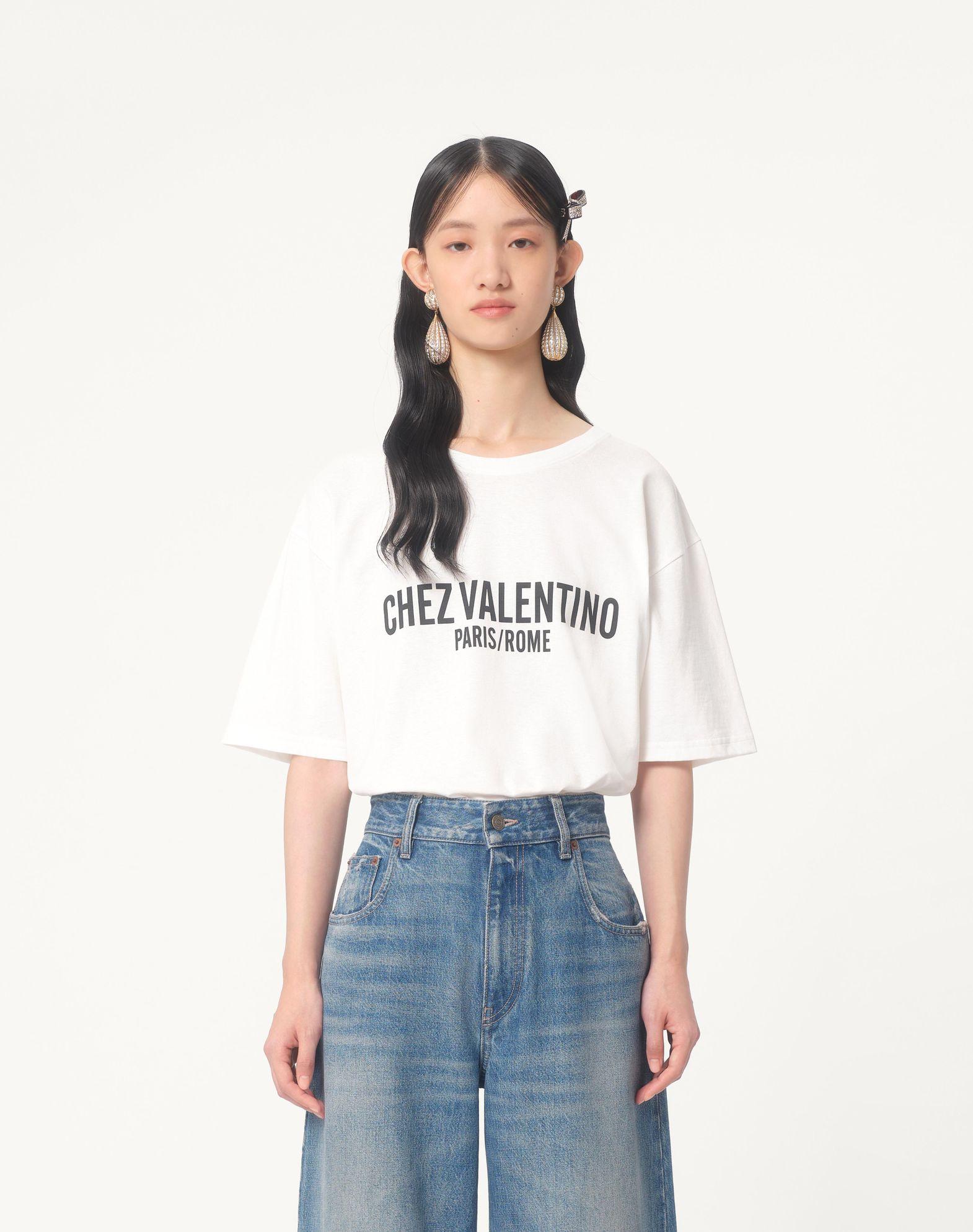 Jersey Cotton T-Shirt With Chez Valentino Print Product Image