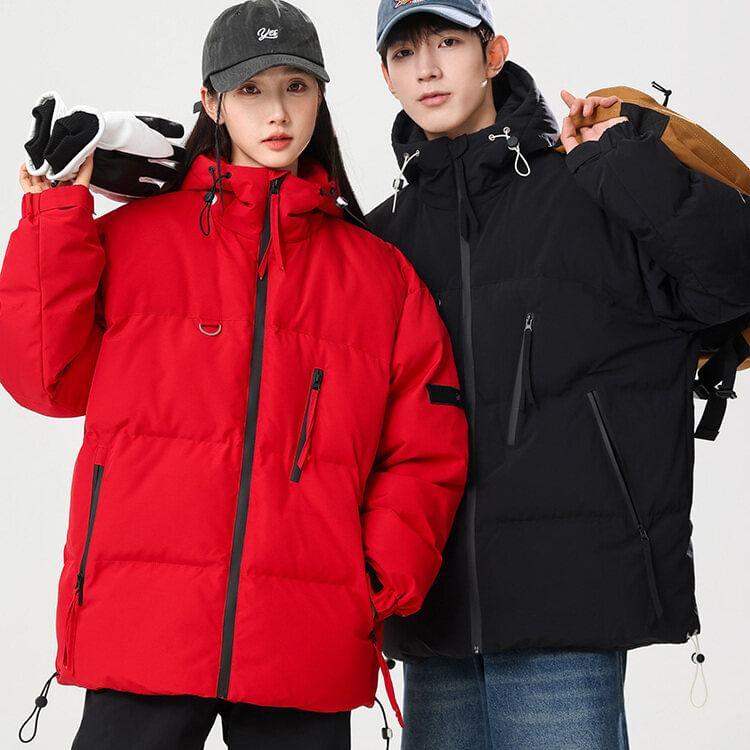 Plain Hooded Zip Puffer Coat Product Image