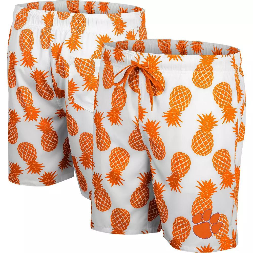 Men's Colosseum White/Orange Clemson Tigers Pineapple Swim Shorts,  Product Image