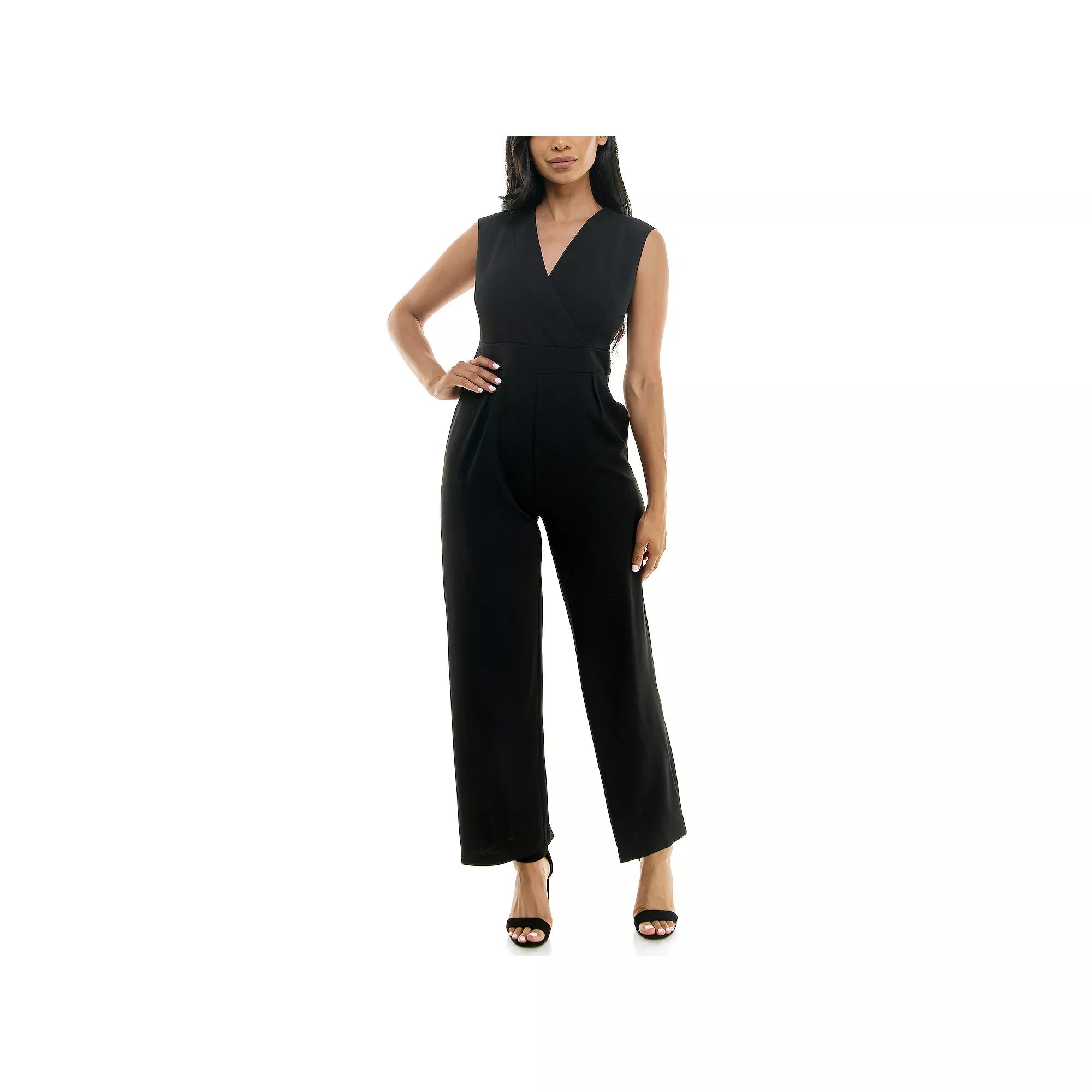 Women's Nina Leonard Surplice Jumpsuit, Size: Small, Blue Product Image