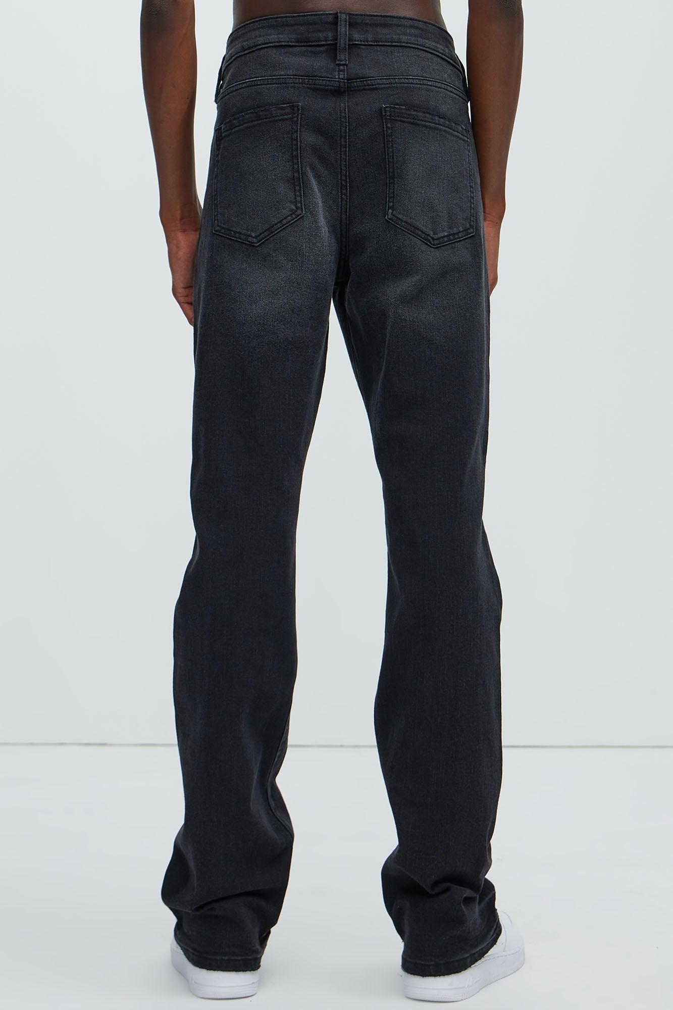 Gabriel Stacked Slim Flare Jeans - Black Wash Product Image