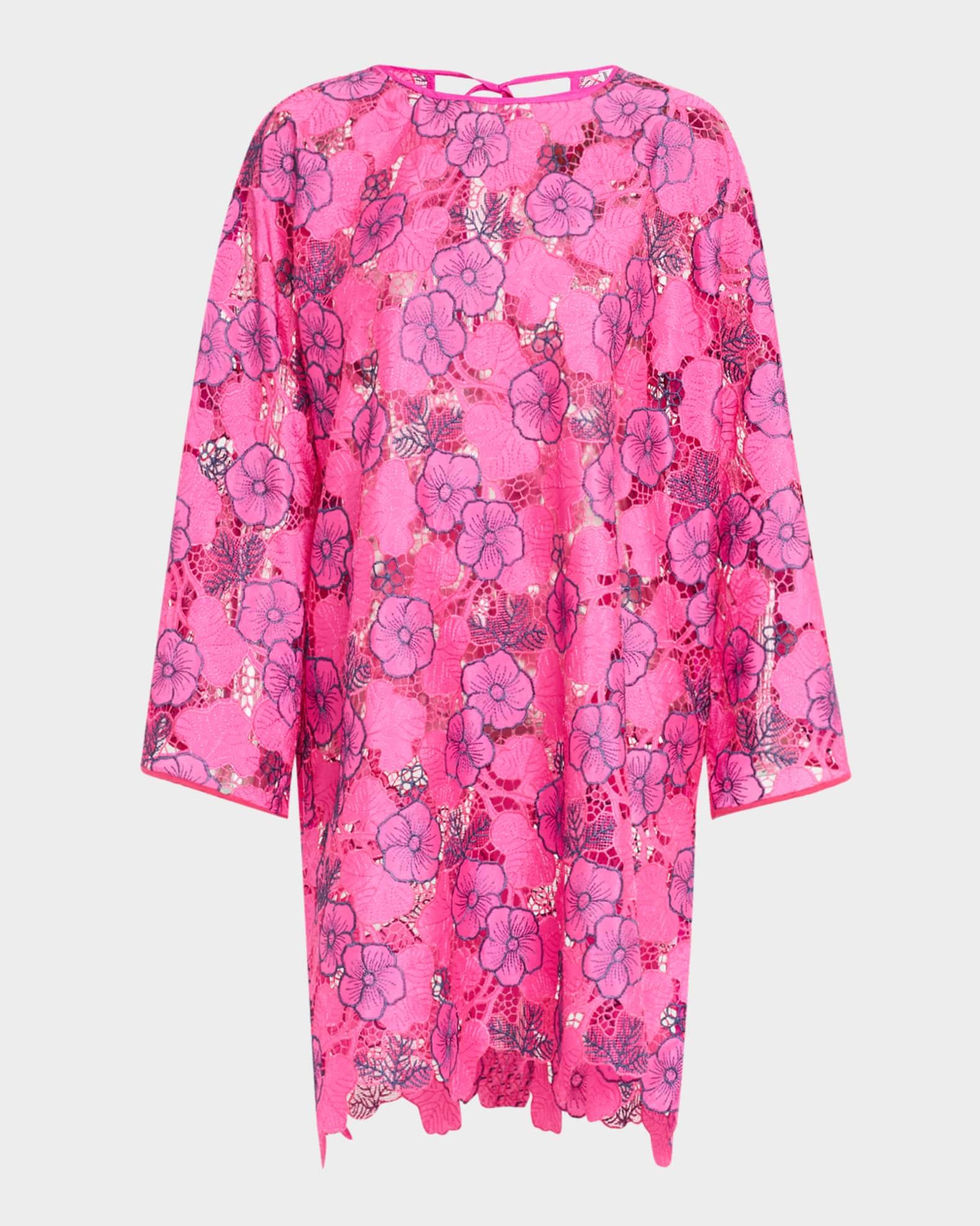 Embroidered Floral Lace Mini Shift Dress Product Image