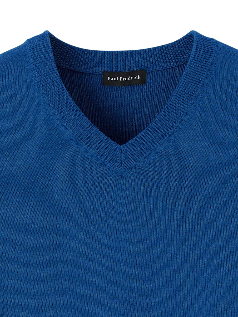 Supima Cotton V-neck Sweater - Blue Product Image