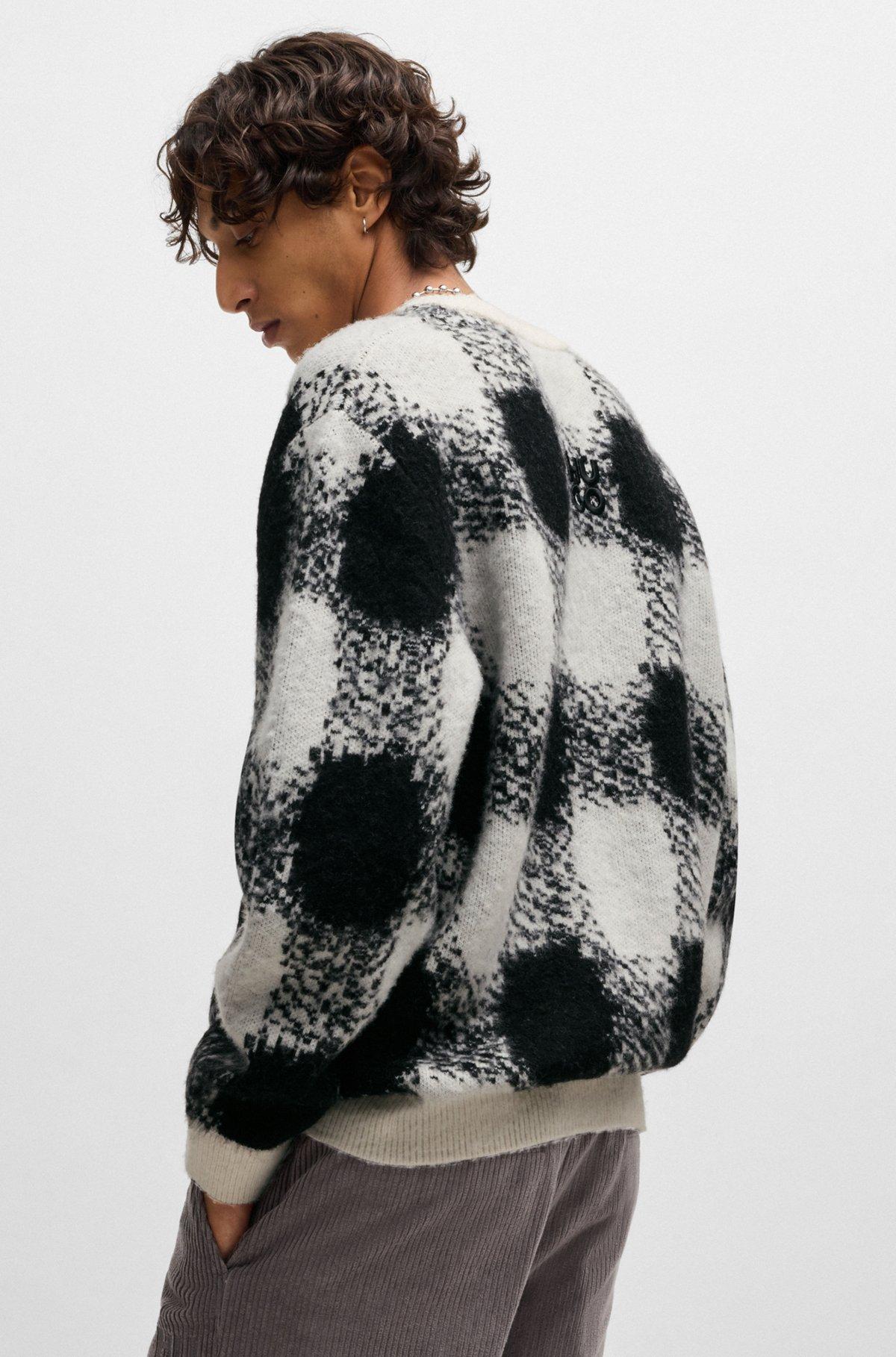 Oversize-fit sweater with jacquard-knitted check pattern Product Image
