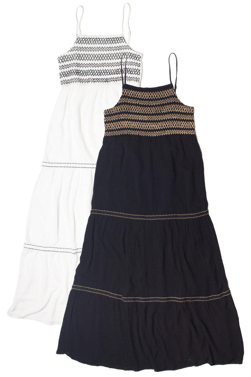 Embroidered Detail Gauze Tiered Maxi Dress Product Image