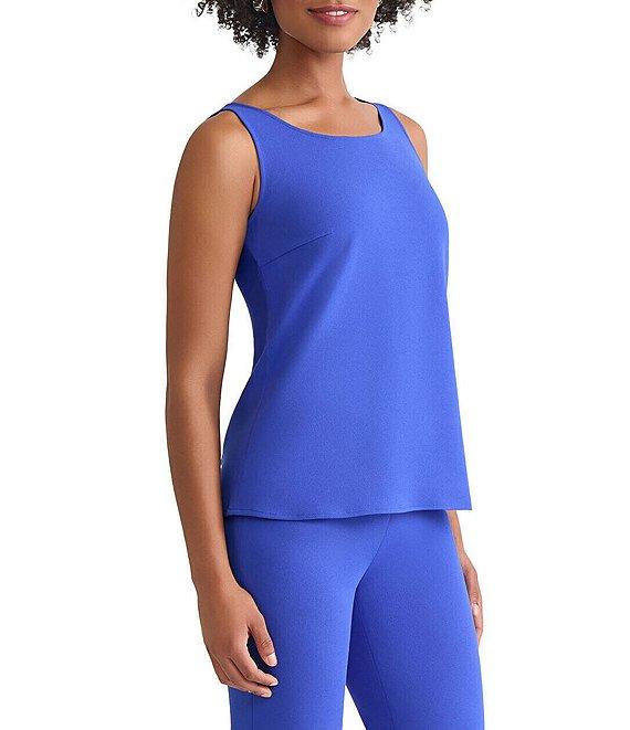 Ming Wang Stretch Crepe Scoop Neck Sleeveless Tank Product Image