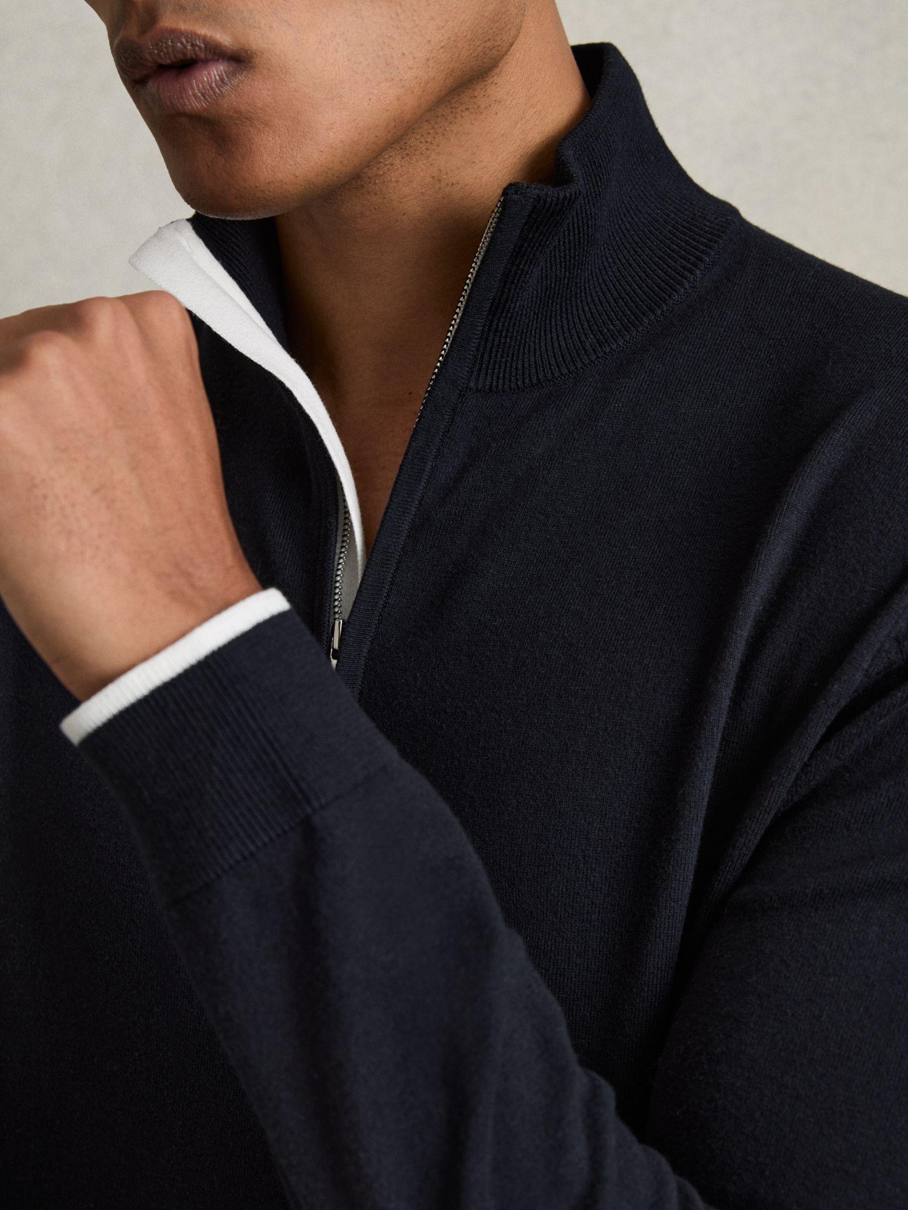 Cotton-Blend Half-Zip Jumper in Navy Product Image