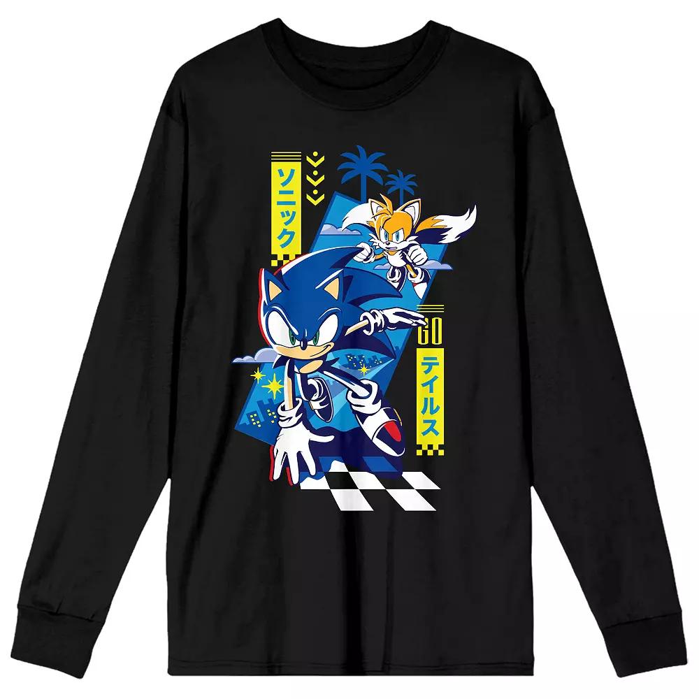 Men's Sonic The Hedgehog & Tails Long Sleeve Graphic Tee,  Product Image