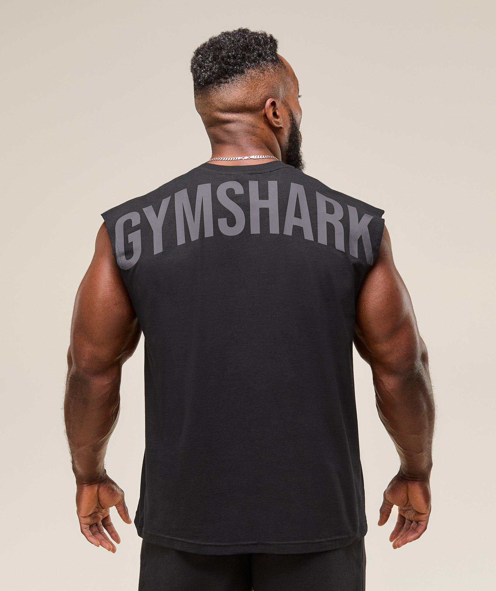 Gymshark Power Cut Off Tank - Black Male Product Image