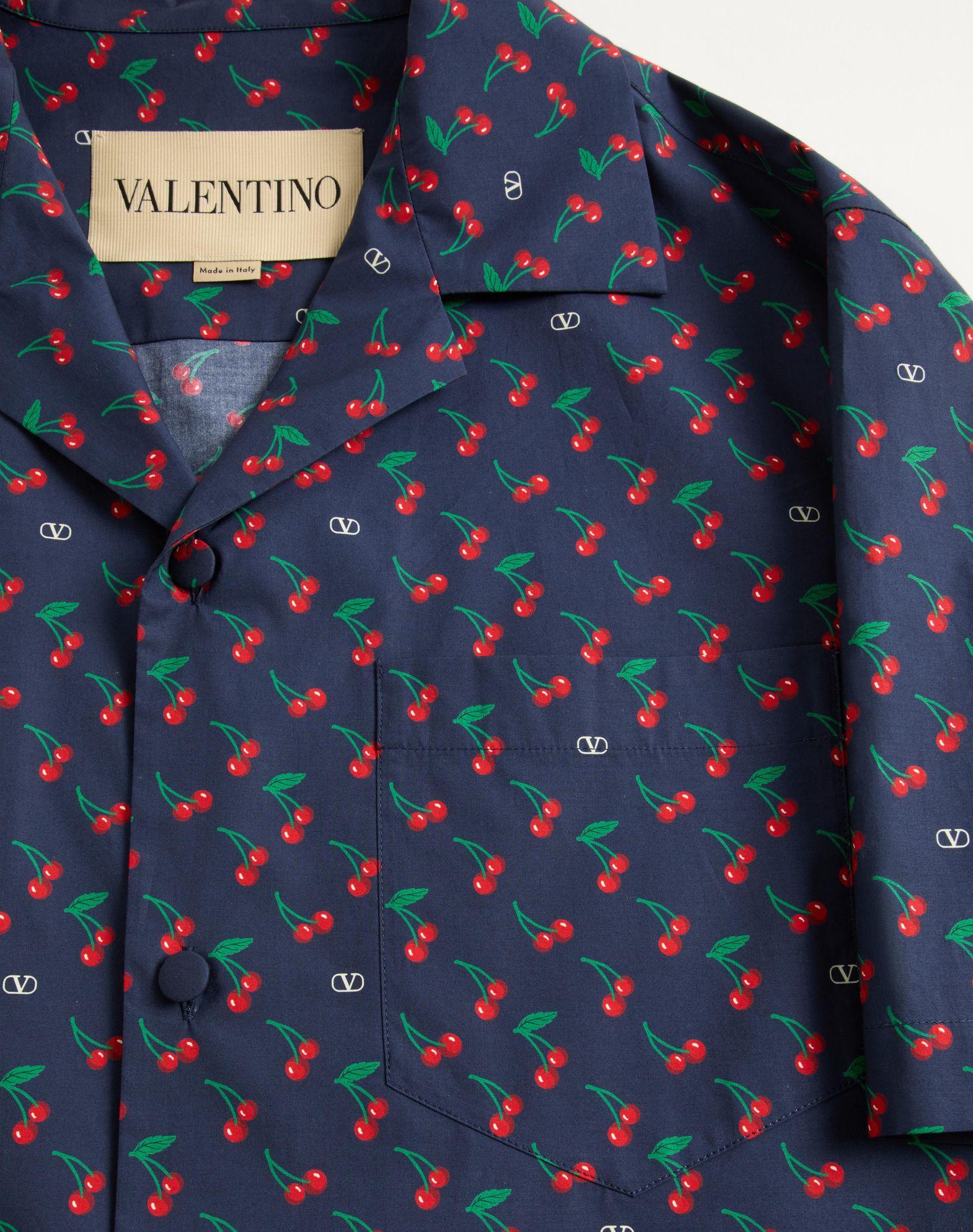 Cotton Poplin Bowling Shirt With Cherryfic Print Product Image