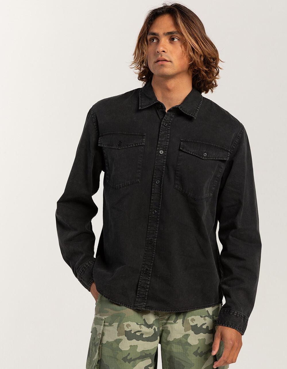 RSQ Mens Washed Twill Shirt - BLACK Product Image
