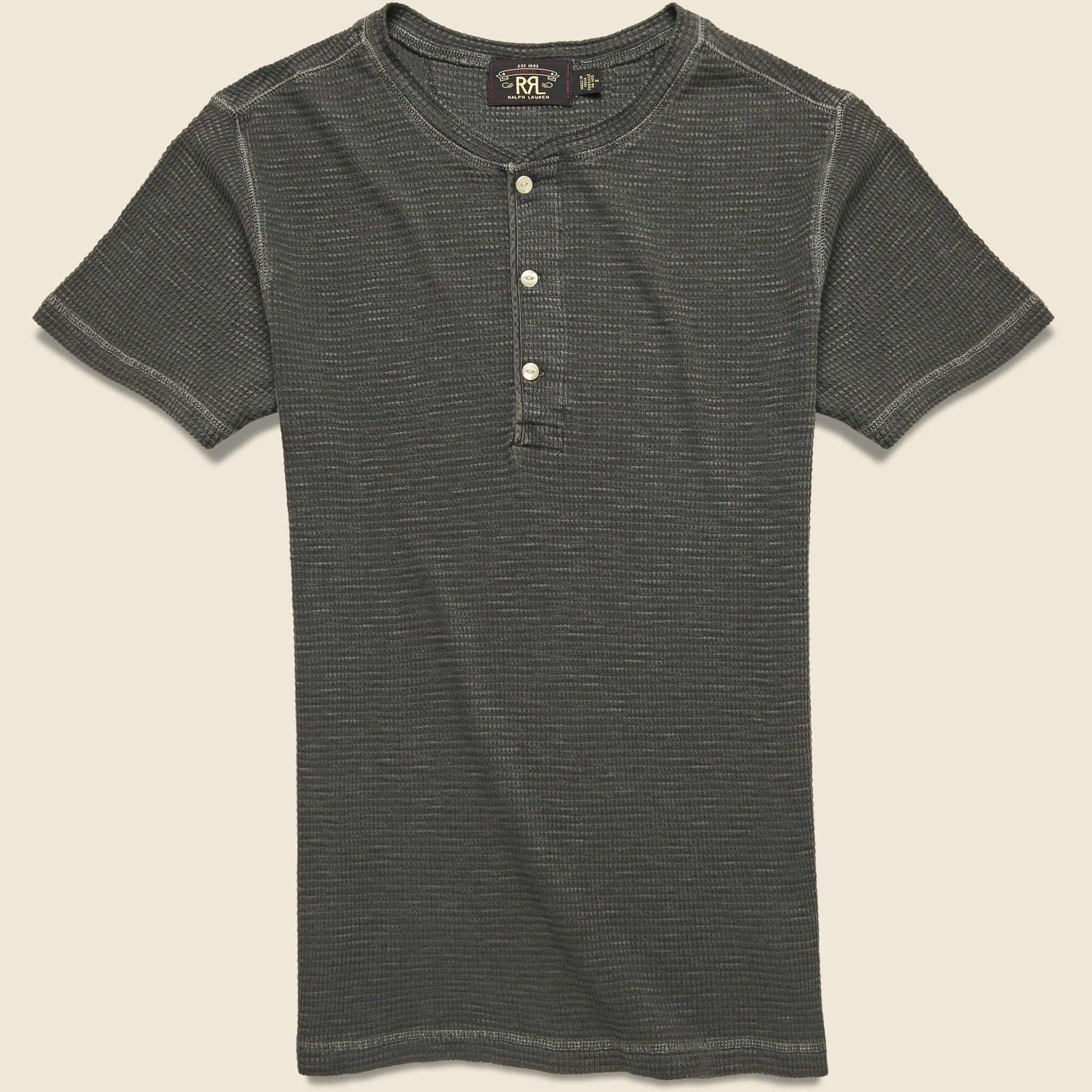 Waffle-Knit Henley - Faded Black Product Image