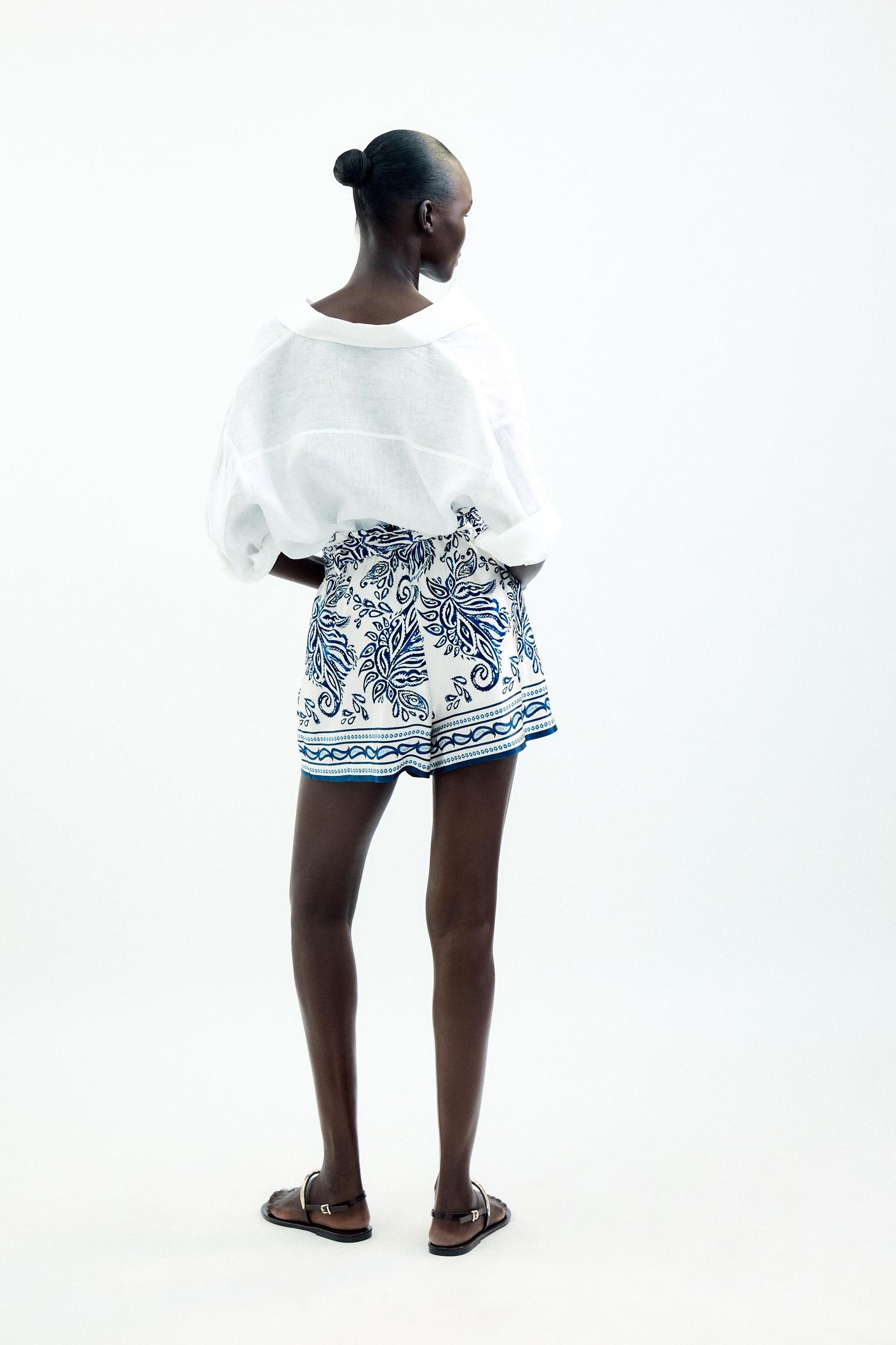 PRINTED SATIN EFFECT PAPER BAG SHORTS Product Image