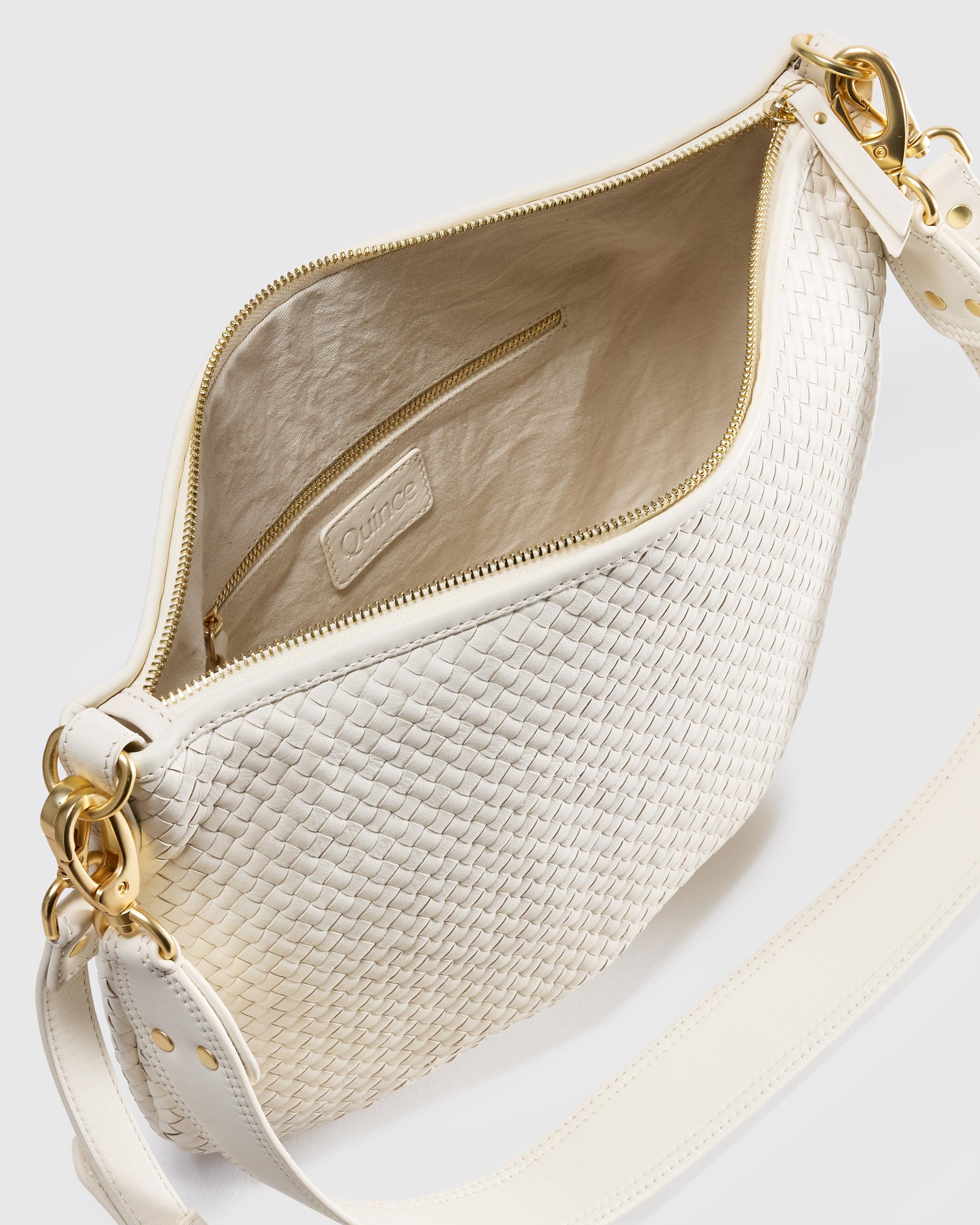 Quince | Women's Italian Leather Convertible Crescent Handwoven Shoulder Bag Product Image