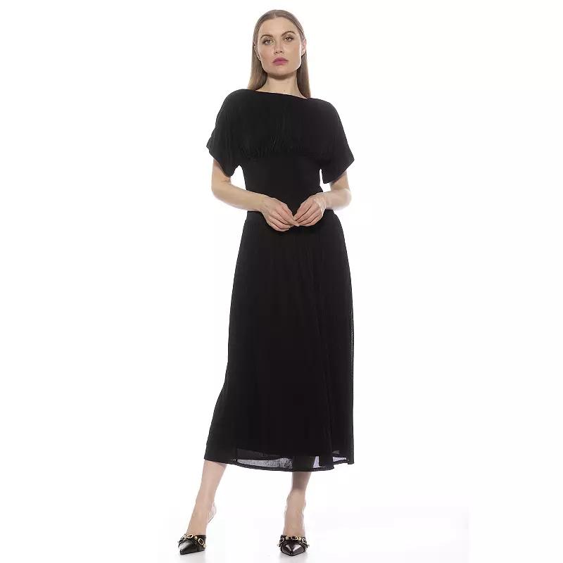 Women's ALEXIA ADMOR Luna Draped Dolman Sleeve Tea Length Dress,  Product Image