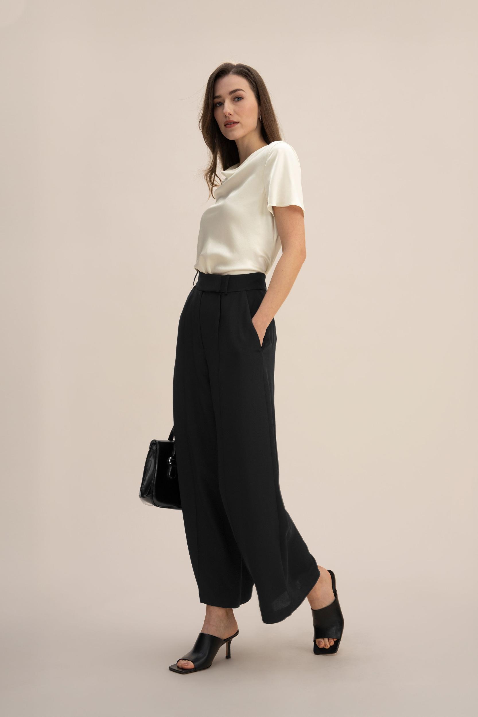 LILYSILK Women's Silk Cowl Neck Top, Smooth Charmeuse, Lily White, Size 10 Product Image